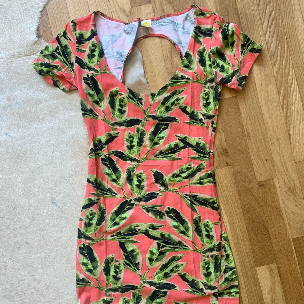 Tropical Leaf Print Mini Dress